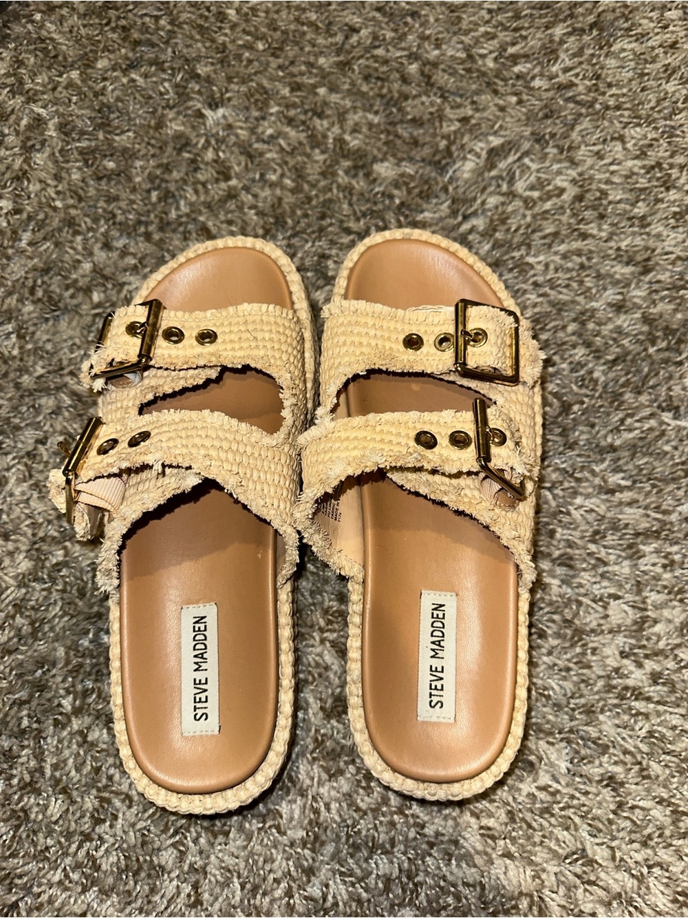 Steve Madden Karrigan Raffia platform sandals- natural